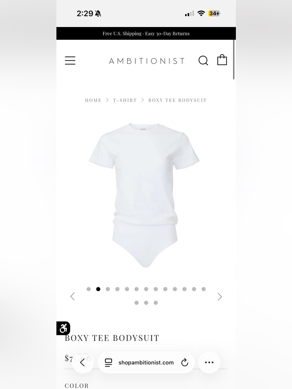 Ambitionist White Boxy Tee Bodysuit